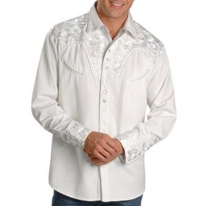 Scully Western Men's White Floral Embroidered Shirt